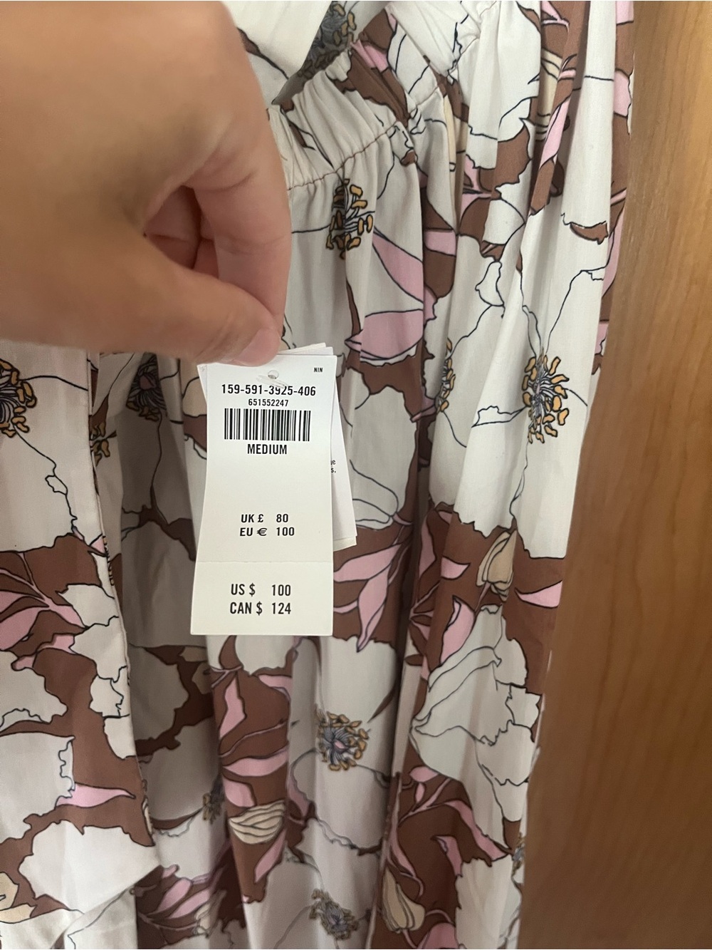 Abercrombie & Fitch Cream Maxi Dress with Mauve & Brown Floral Print - Picture 6 of 8